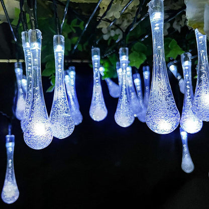 Guirlande lumineuse solaire 21,4 pieds 30 LED Gouttes d'eau Solaire