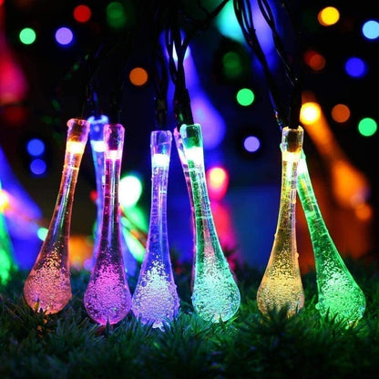 Guirlande lumineuse solaire 21,4 pieds 30 LED Gouttes d'eau Solaire