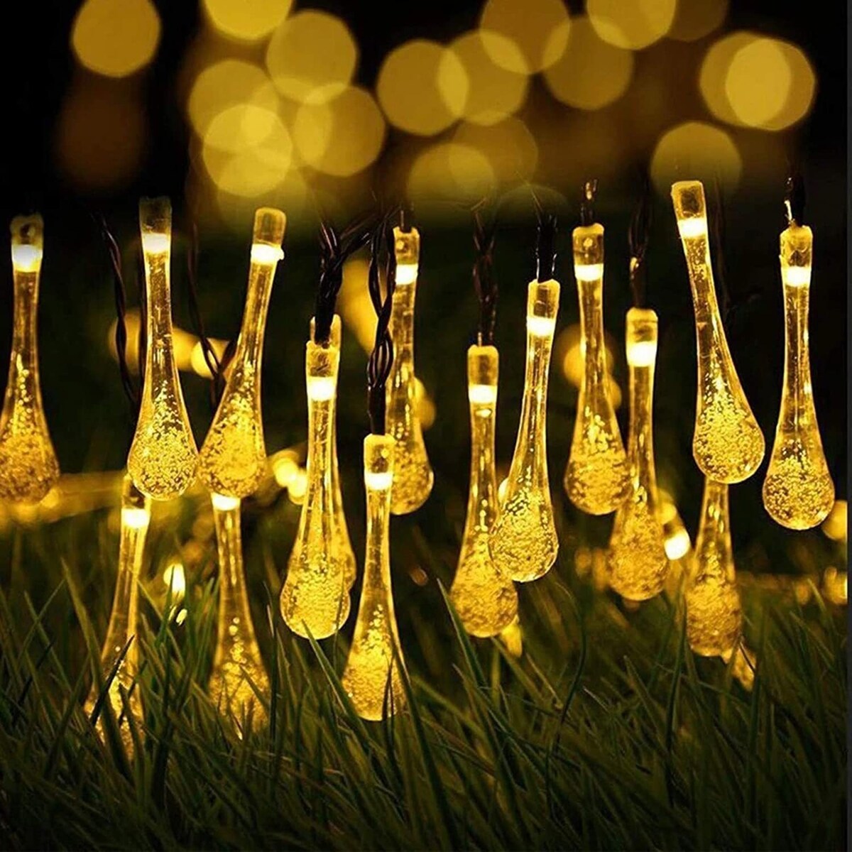 Guirlande lumineuse solaire 21,4 pieds 30 LED Gouttes d'eau Solaire