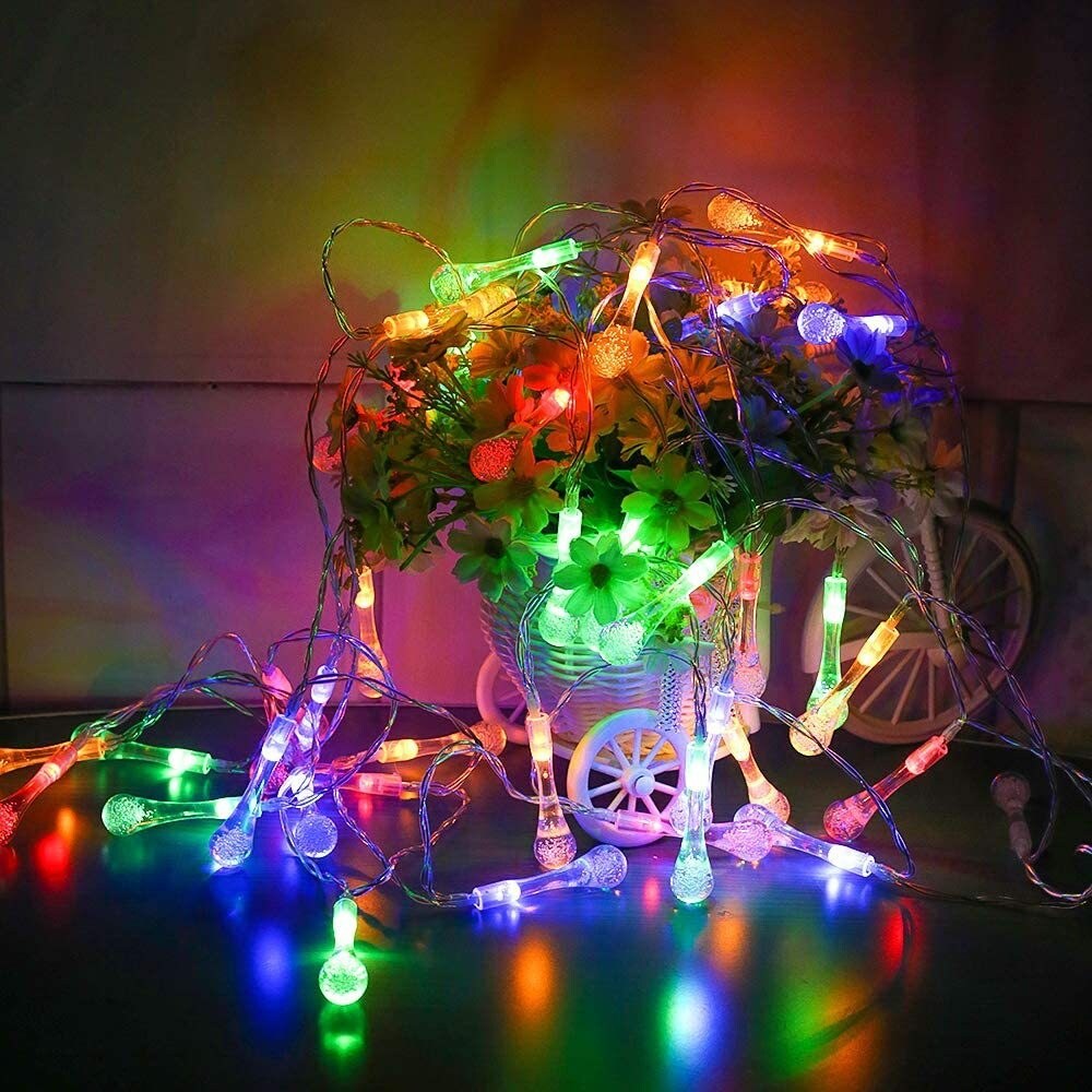 Guirlande lumineuse solaire 21,4 pieds 30 LED Gouttes d'eau Solaire