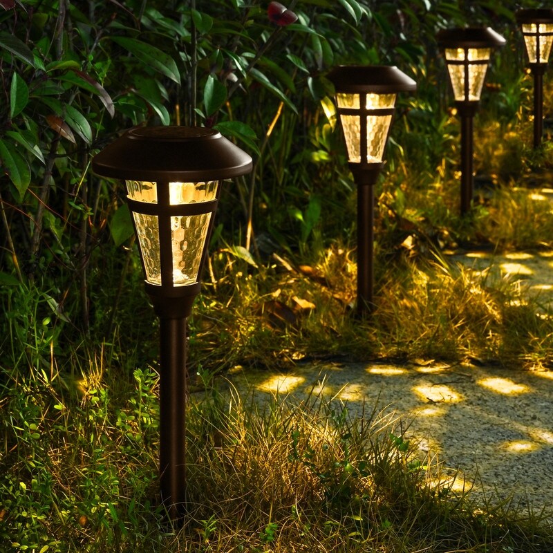 Lot de 6 lampes solaires d'extérieur avec finition bronze pour chemins de jardin