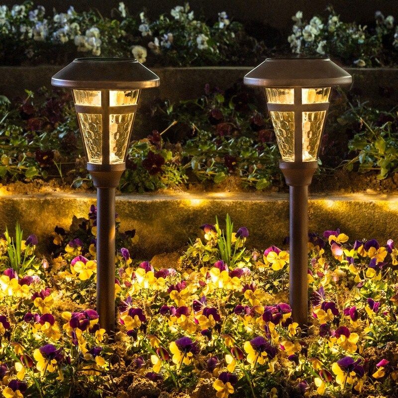 Lot de 6 lampes solaires d'extérieur avec finition bronze pour chemins de jardin