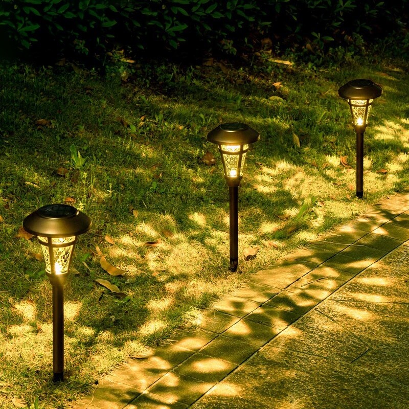 Lot de 6 lampes solaires d'extérieur avec finition bronze pour chemins de jardin