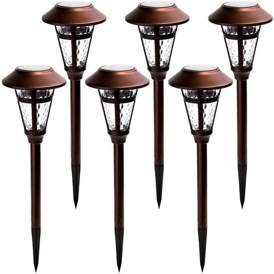 Lot de 6 lampes solaires d'extérieur avec finition bronze pour chemins de jardin