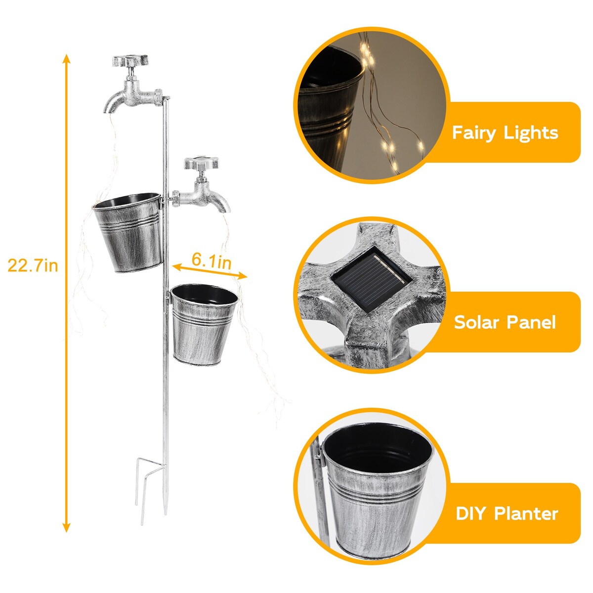 Guirlande lumineuse LED solaire pour décoration de jardin avec jardinière