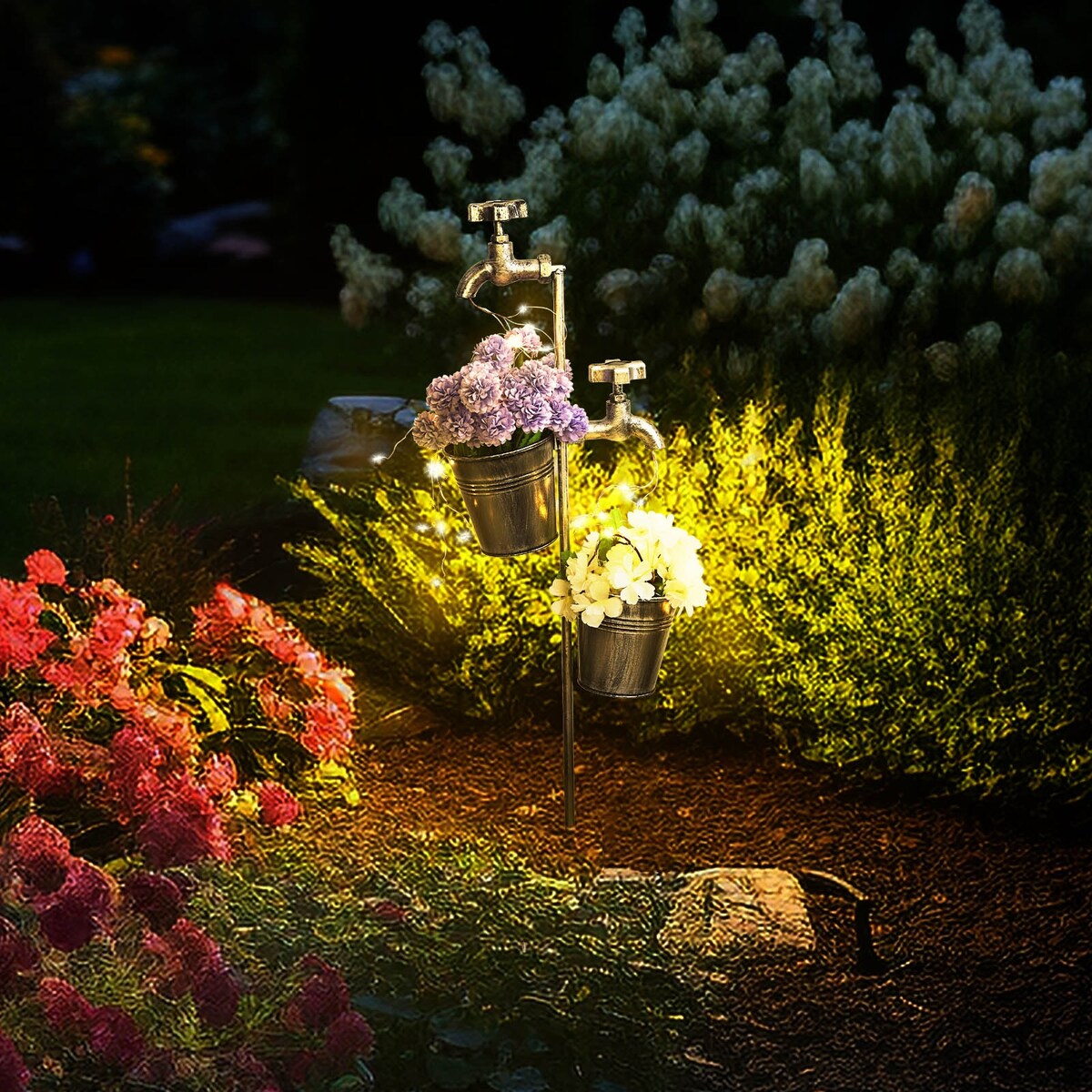 Guirlande lumineuse LED solaire pour décoration de jardin avec jardinière