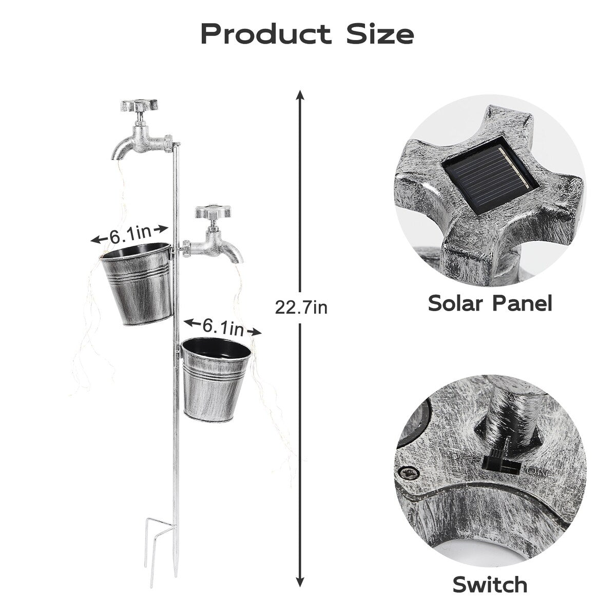 Guirlande lumineuse LED solaire pour décoration de jardin avec jardinière