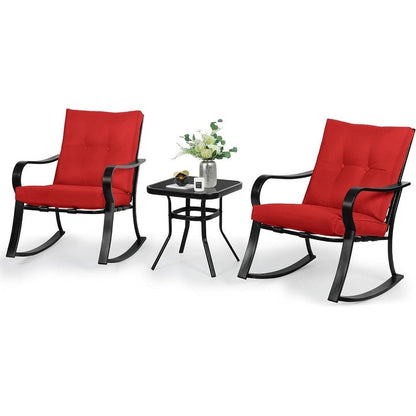 Ensemble bistro de conversation avec chaises à bascule pour patio extérieur Solaura 3 pièces