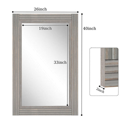 Miroir de salle de bain plat avec cadre en bois massif
