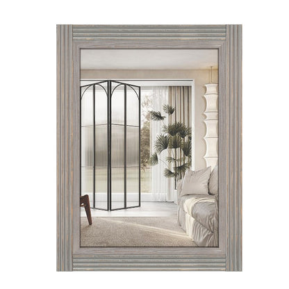 Miroir de salle de bain plat avec cadre en bois massif