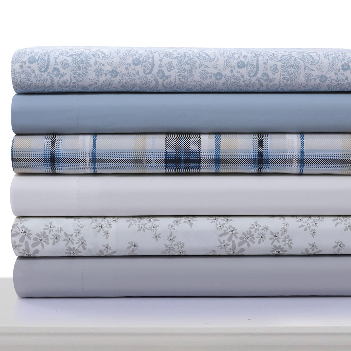 Parure de draps en percale de coton 300 fils, unie ou imprimée, à poches extra profondes