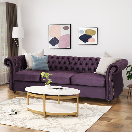 Canapé capitonné en velours Somerville Chesterfield par Christopher Knight Home