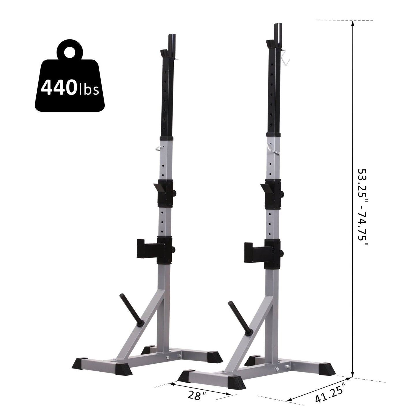 Support à squat/développé couché Soozier Steel 2 pièces à hauteur réglable - N/A