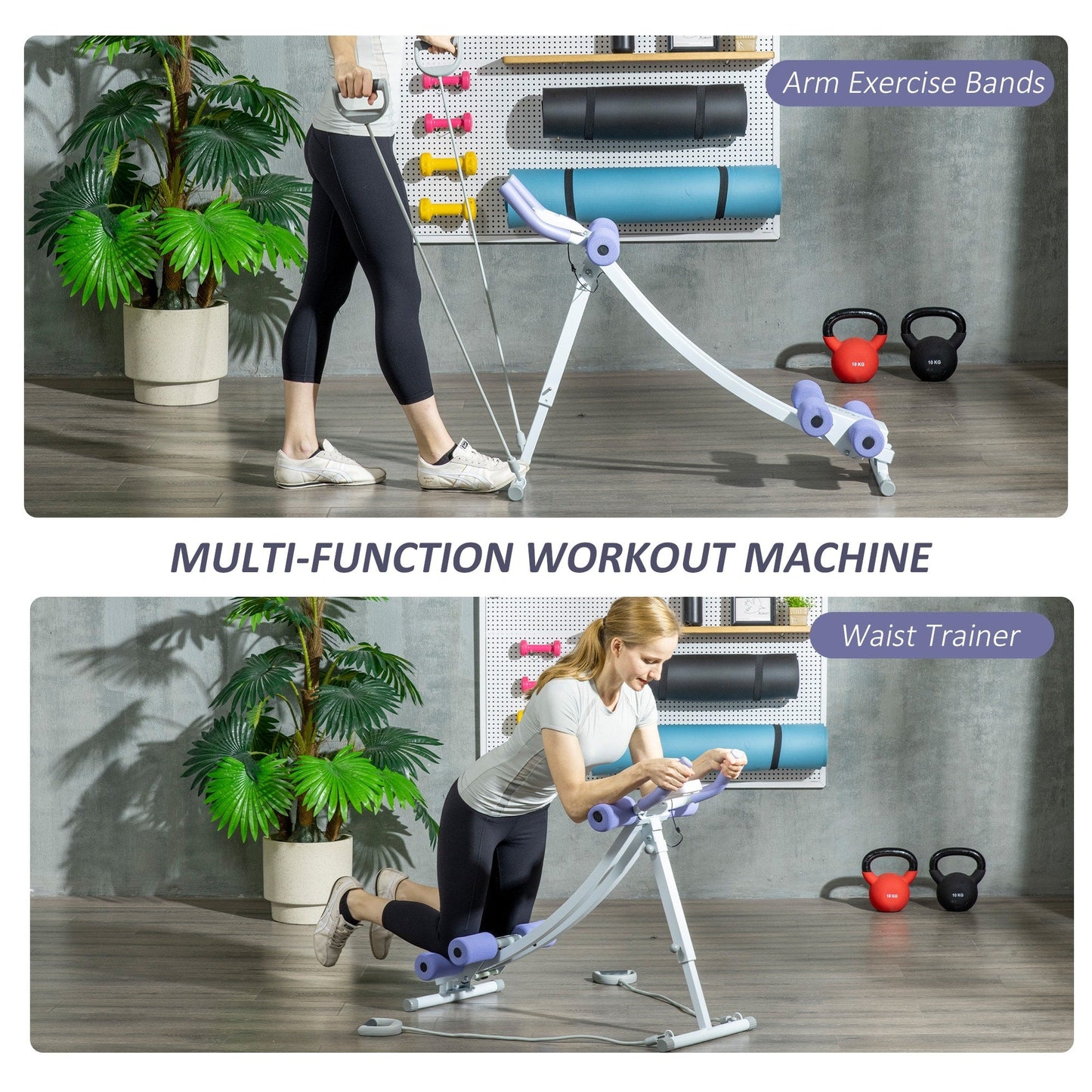 Appareil d'entraînement abdominal pliable Soozier, appareil abdominal avec quatre angles réglables et bandes de résistance pour exercices abdominaux et abdominaux
