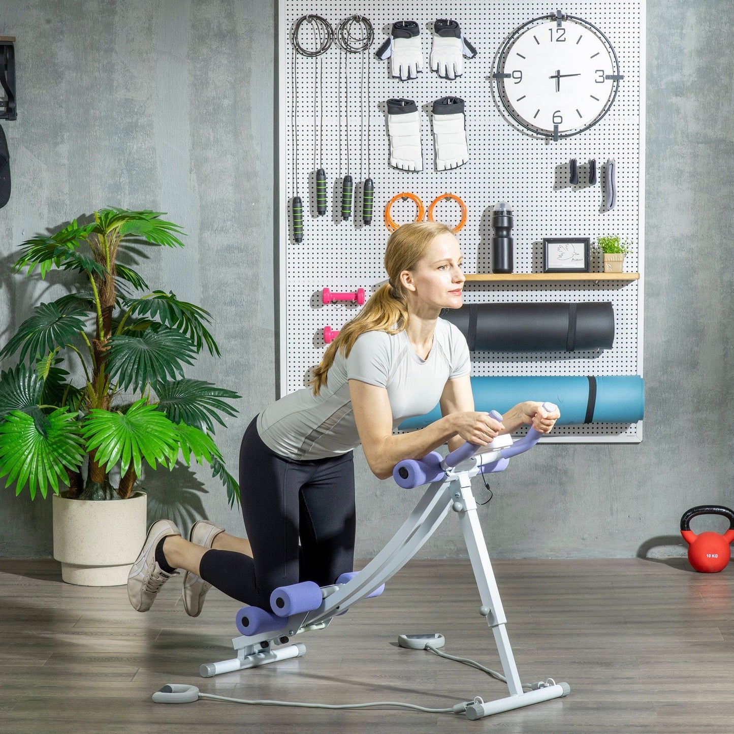 Appareil d'entraînement abdominal pliable Soozier, appareil abdominal avec quatre angles réglables et bandes de résistance pour exercices abdominaux et abdominaux