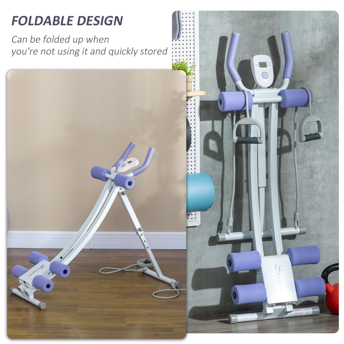 Appareil d'entraînement abdominal pliable Soozier, appareil abdominal avec quatre angles réglables et bandes de résistance pour exercices abdominaux et abdominaux