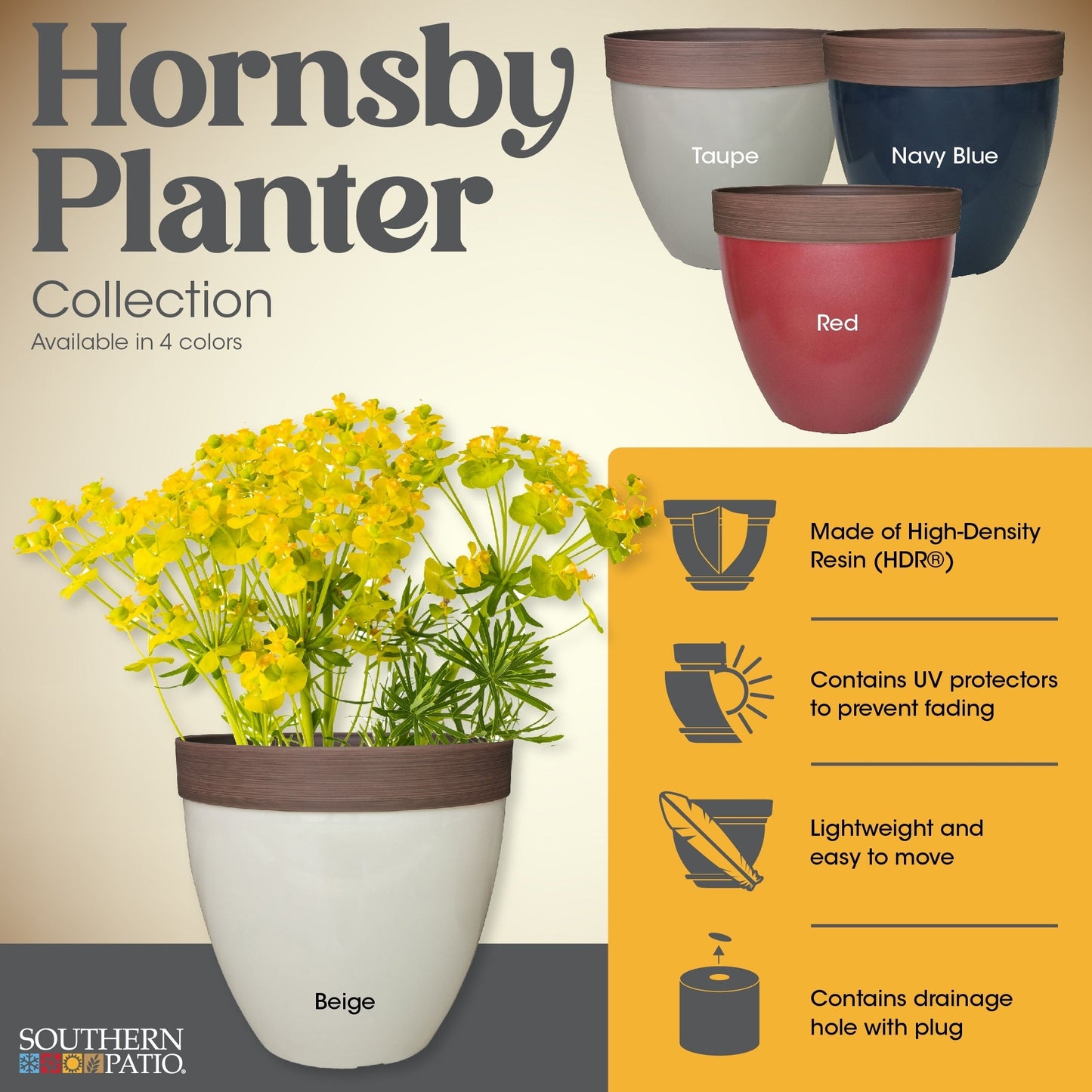Jardinière en résine Hornsby de Southern Patio