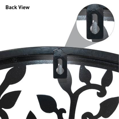 Décoration murale d'extérieur en métal noir Arbre de vie pour patio sud