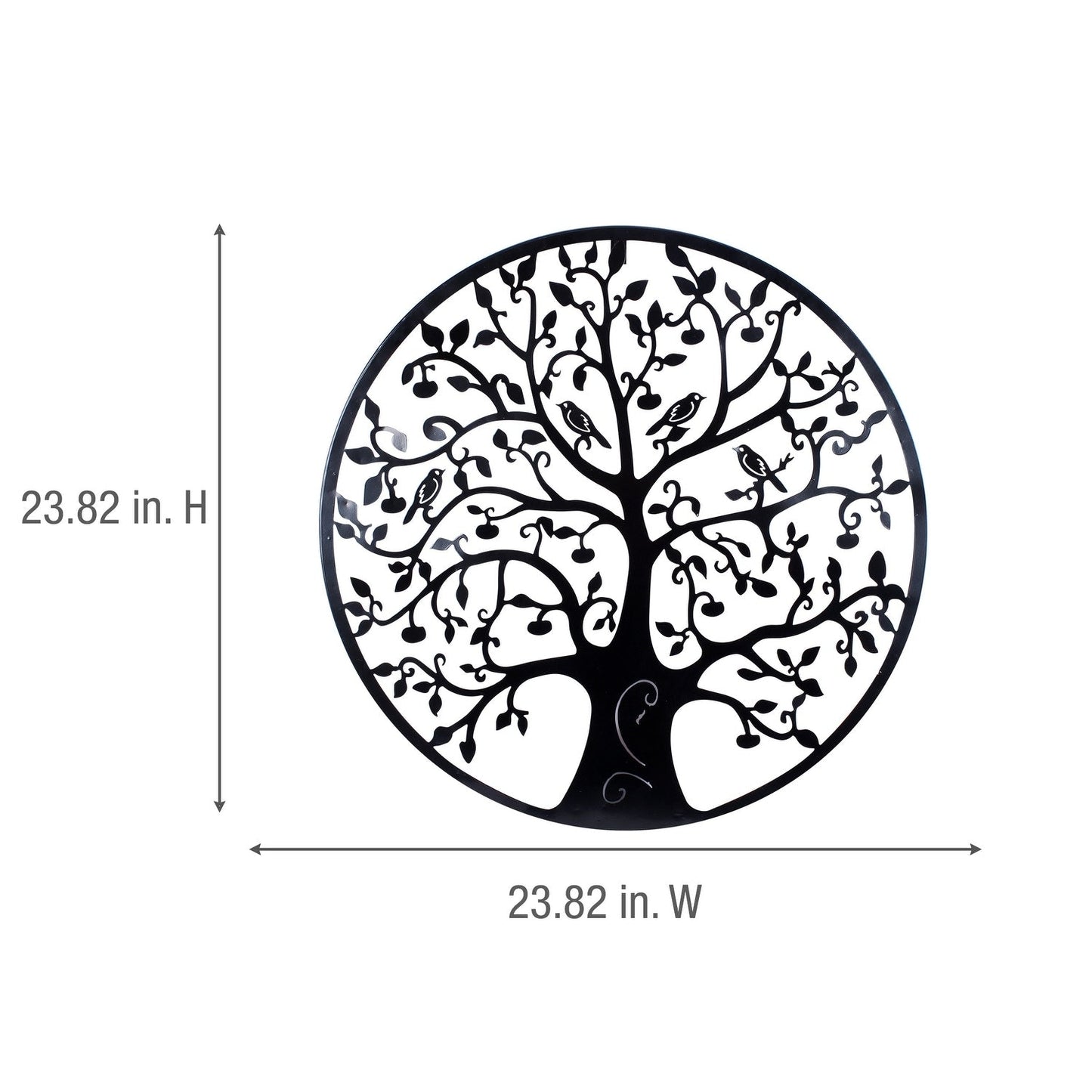 Décoration murale d'extérieur en métal noir Arbre de vie pour patio sud