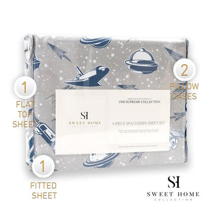 Parure de draps à motifs de vaisseaux spatiaux par Sweet Home Collection - Multi