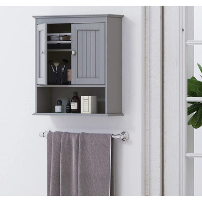 Spirich - Meuble de rangement mural gain de place au-dessus des toilettes avec porte, en bois, blanc