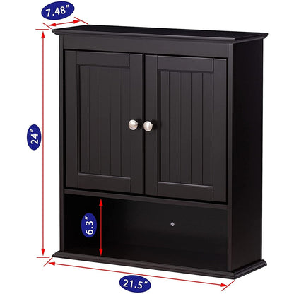 Spirich - Meuble de rangement mural gain de place au-dessus des toilettes avec porte, en bois, blanc