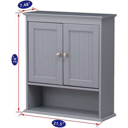 Spirich - Meuble de rangement mural gain de place au-dessus des toilettes avec porte, en bois, blanc