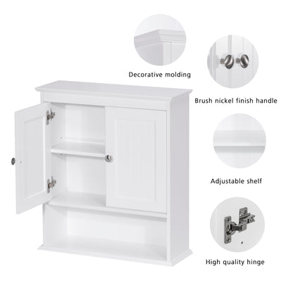 Spirich - Meuble de rangement mural gain de place au-dessus des toilettes avec porte, en bois, blanc