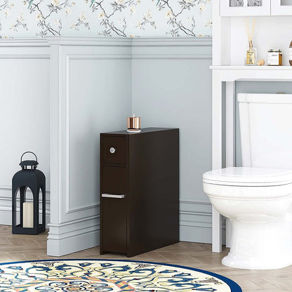 Meuble de rangement de salle de bain Spirich Home Slim, porte-papier toilette autoportant, meuble de salle de bain avec tiroir coulissant