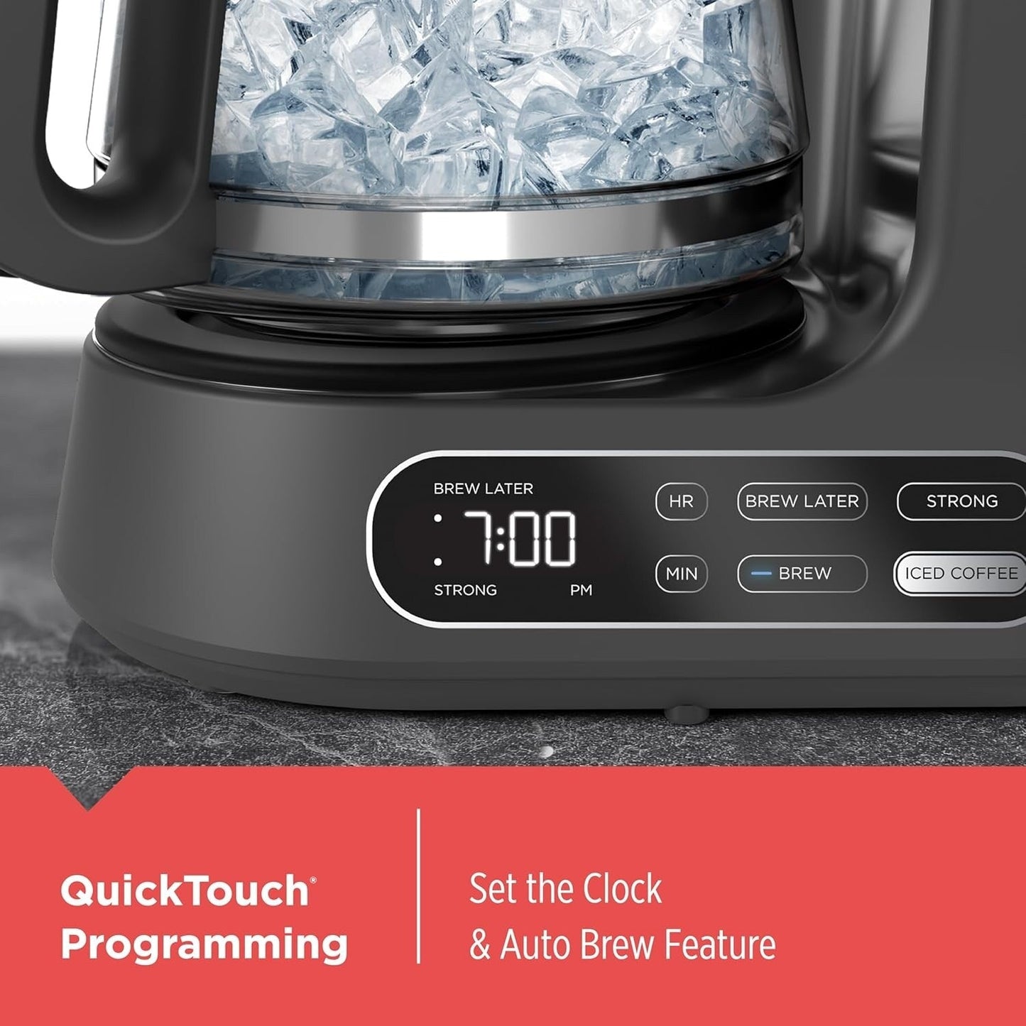 Cafetière Split Brew 12 tasses, café glacé/chaud, programmable, touche rapide, maintien au chaud 4 heures