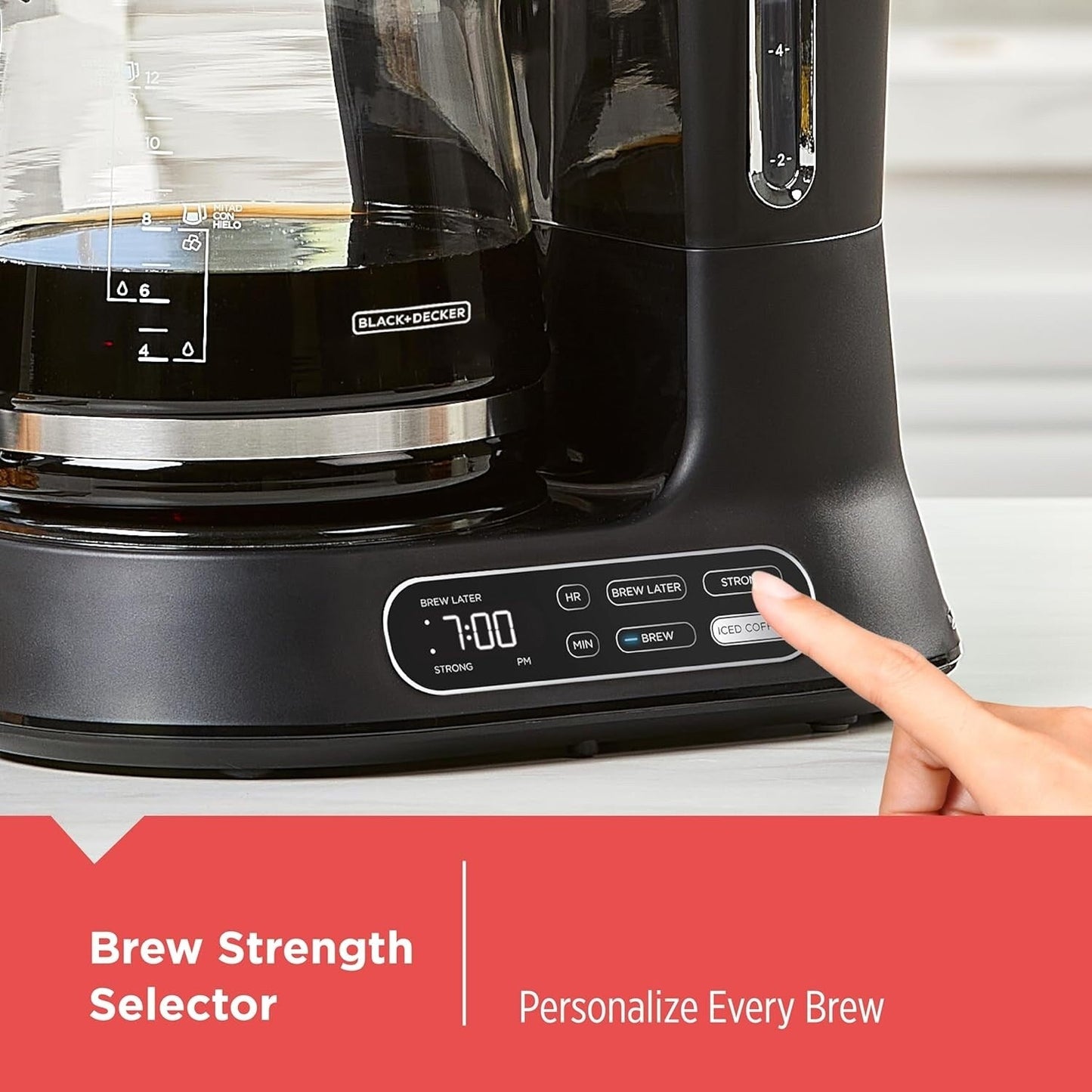 Cafetière Split Brew 12 tasses, café glacé/chaud, programmable, touche rapide, maintien au chaud 4 heures
