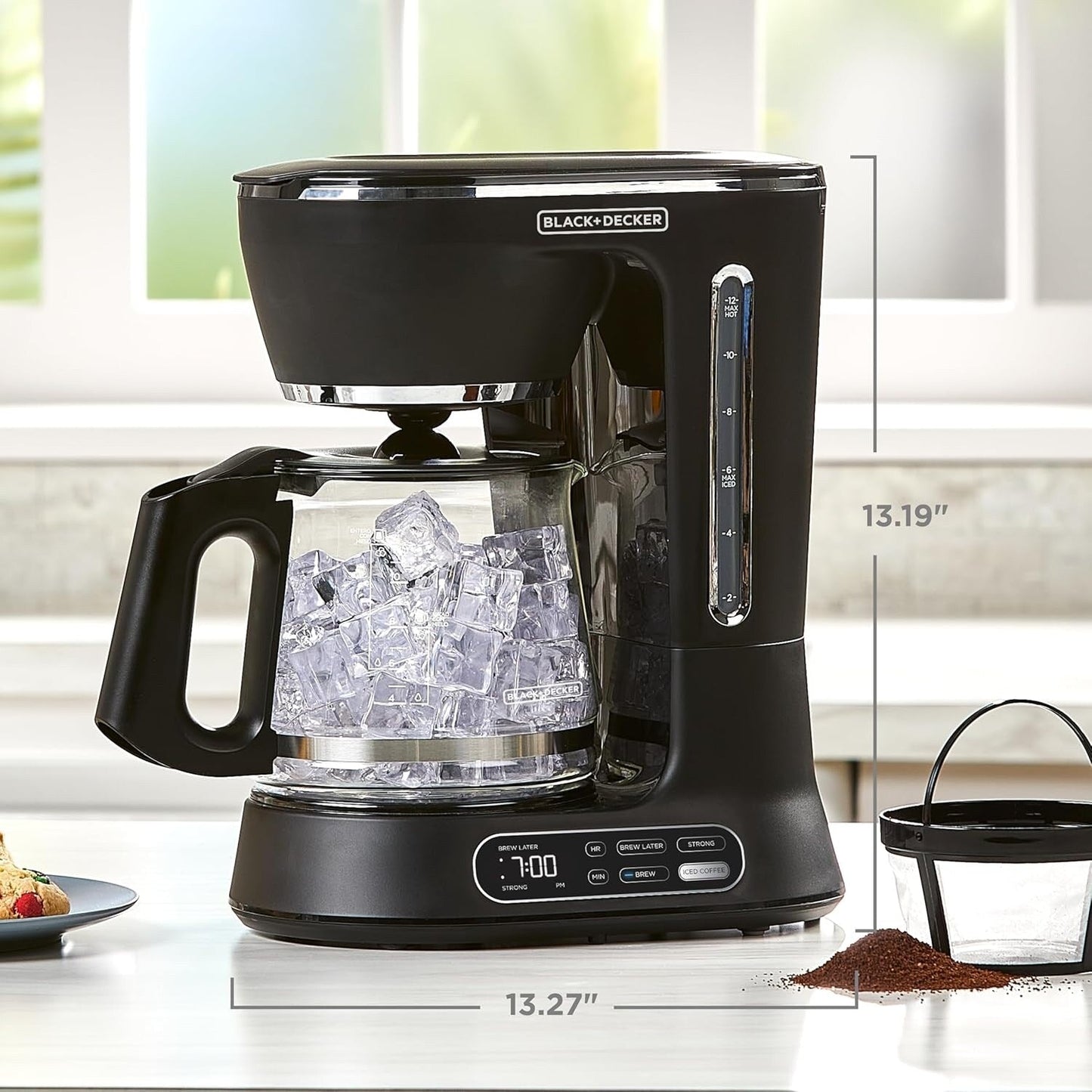 Cafetière Split Brew 12 tasses, café glacé/chaud, programmable, touche rapide, maintien au chaud 4 heures