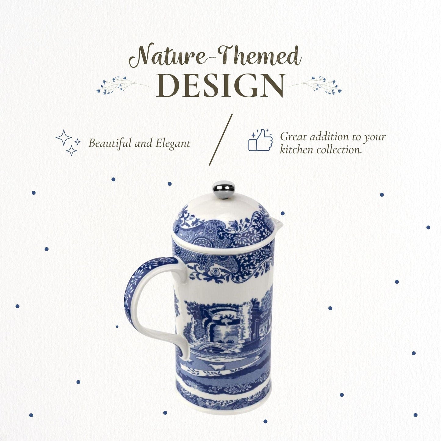 Cafetière italienne à piston Spode Blue - 28 onces