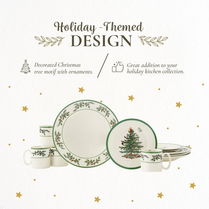 Service de table Spode Christmas Tree Holly en faïence fine, 12 pièces