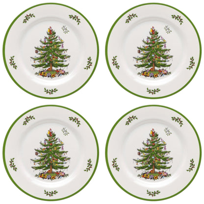 Ensemble de 4 assiettes plates en mélamine Spode motif sapin de Noël - 11 D