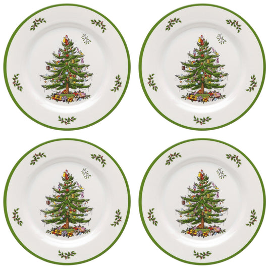 Ensemble de 4 assiettes plates en mélamine Spode motif sapin de Noël - 11 D