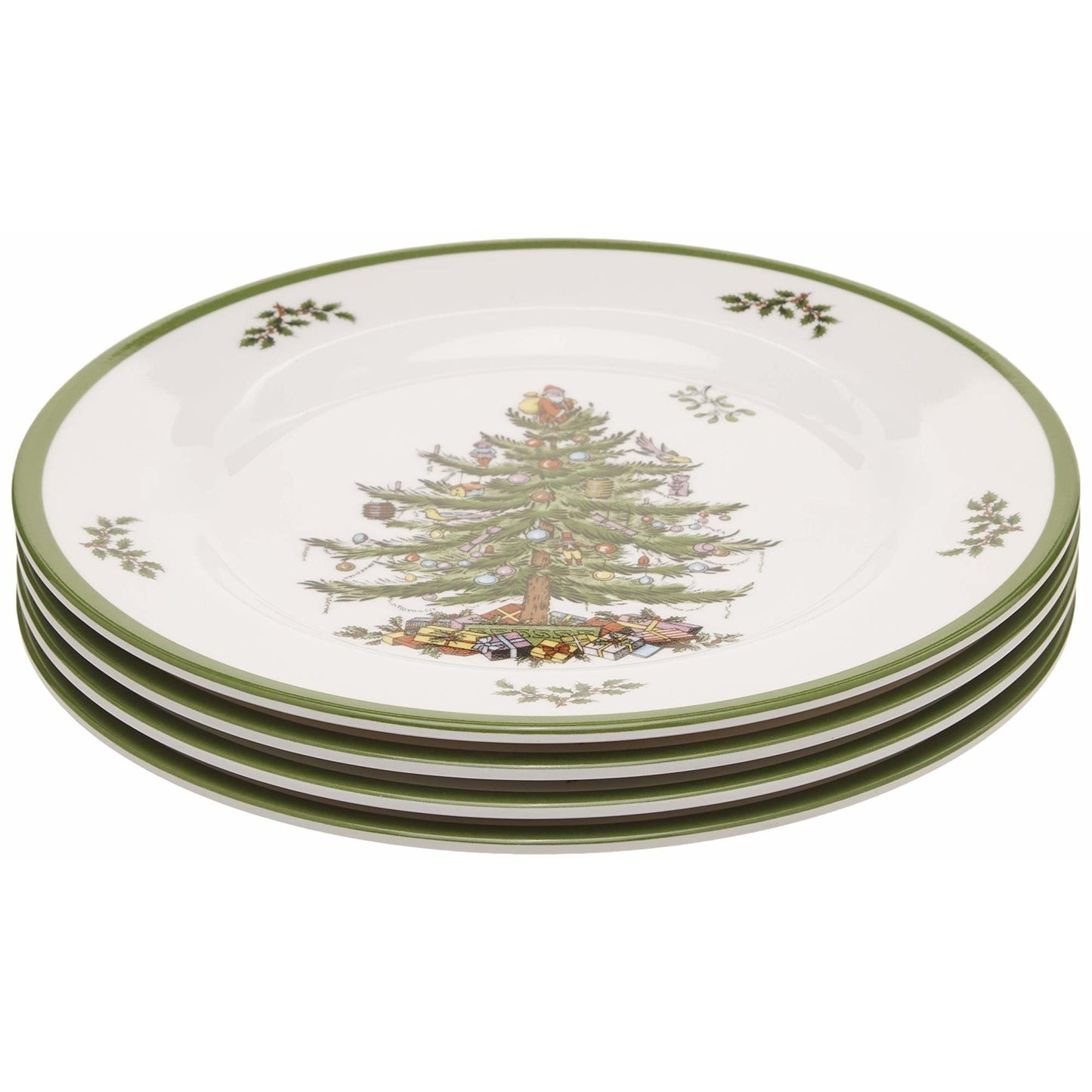Ensemble de 4 assiettes plates en mélamine Spode motif sapin de Noël - 11 D