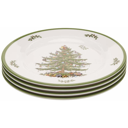Ensemble de 4 assiettes plates en mélamine Spode motif sapin de Noël - 11 D