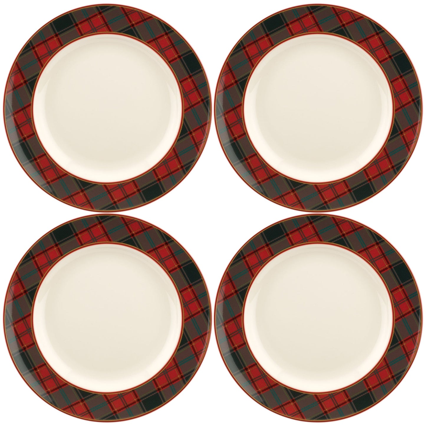 Ensemble de 4 assiettes à dîner en tartan Spode Christmas Tree - 10,5 pouces