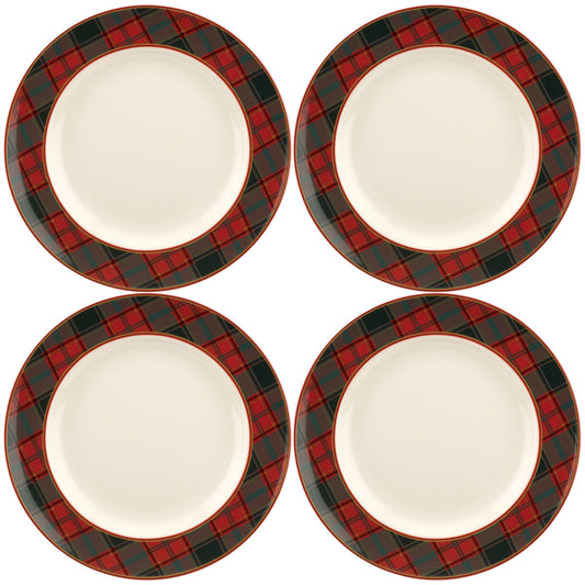 Ensemble de 4 assiettes à dîner en tartan Spode Christmas Tree - 10,5 pouces
