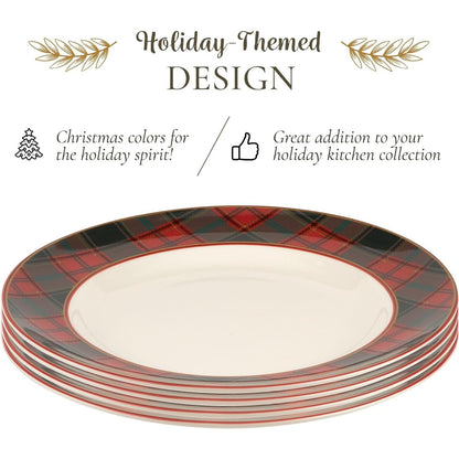 Ensemble de 4 assiettes à dîner en tartan Spode Christmas Tree - 10,5 pouces