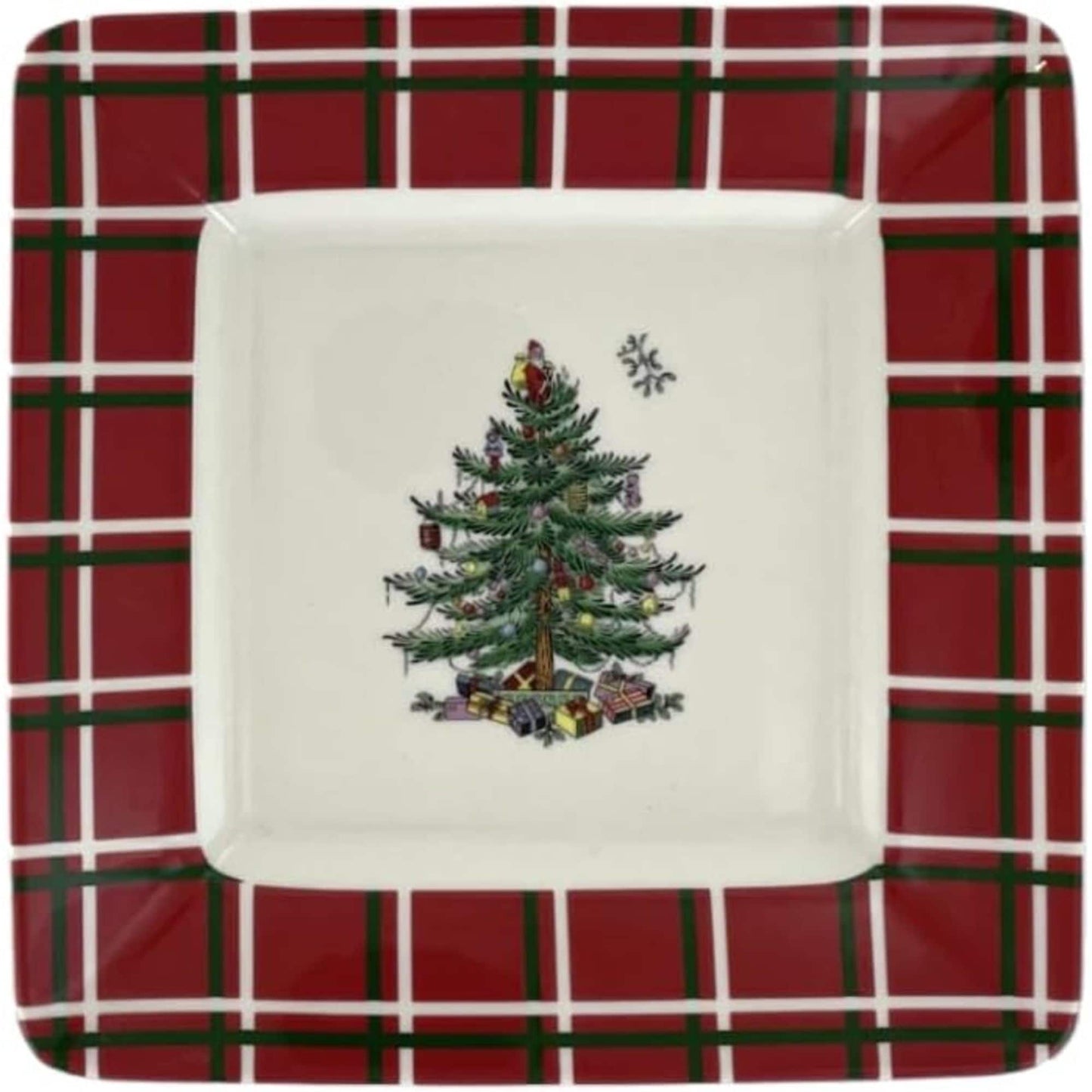 Ensemble de 4 assiettes carrées Spode en forme de sapin de Noël - 7 L x 7 l