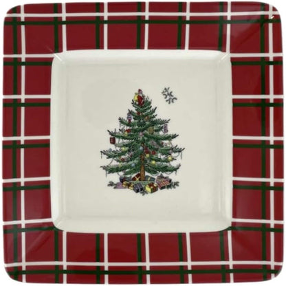 Ensemble de 4 assiettes carrées Spode en forme de sapin de Noël - 7 L x 7 l