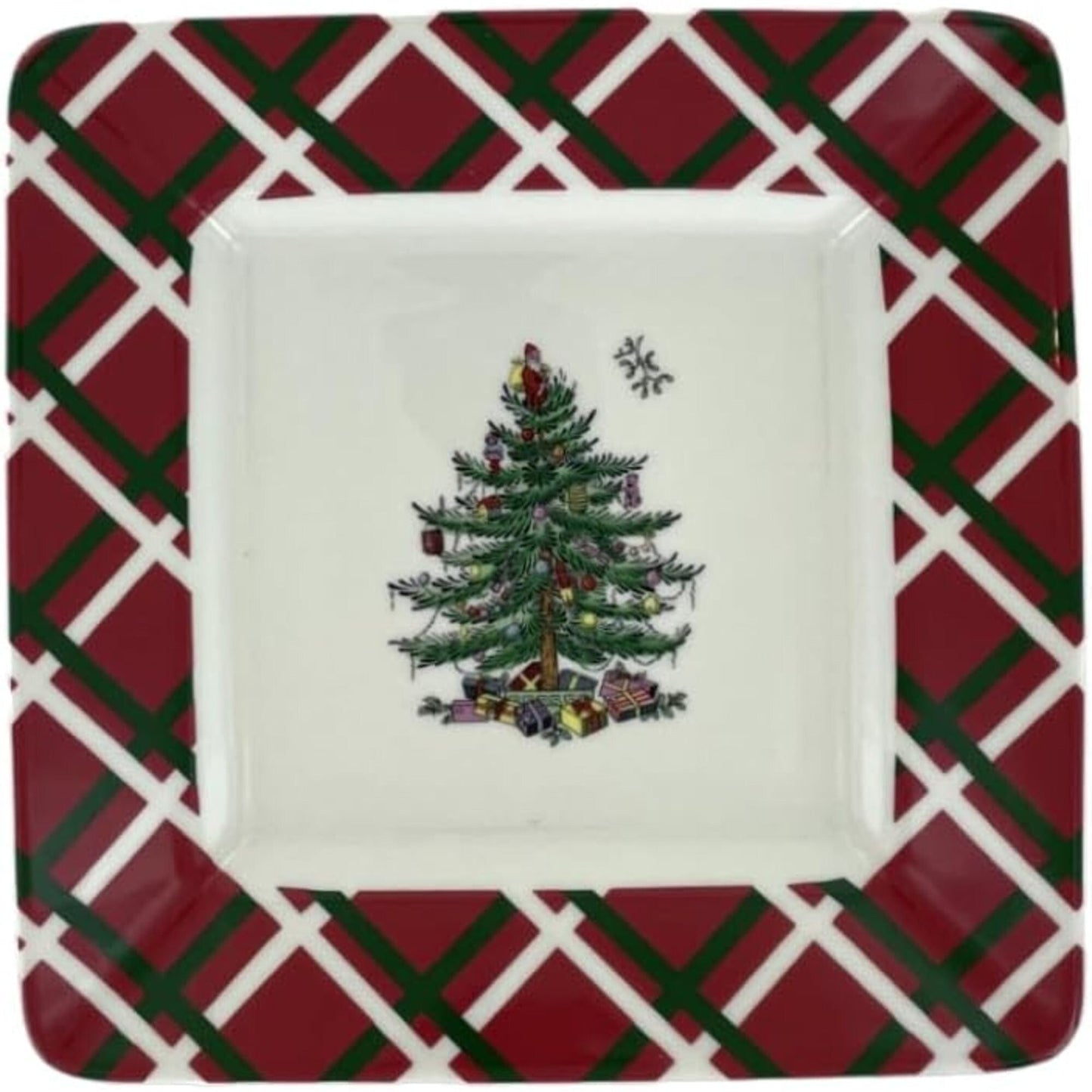 Ensemble de 4 assiettes carrées Spode en forme de sapin de Noël - 7 L x 7 l