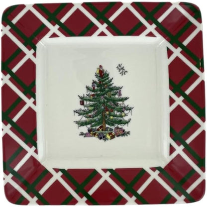 Ensemble de 4 assiettes carrées Spode en forme de sapin de Noël - 7 L x 7 l