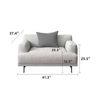Canapé droit en tissu beige avec accoudoirs carrés