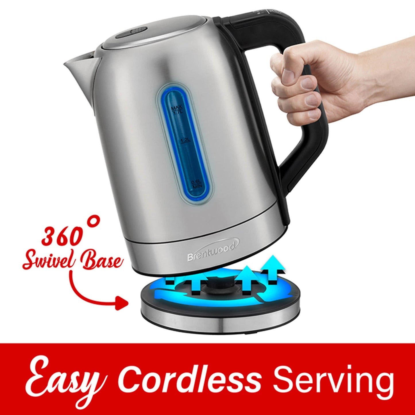 Bouilloire électrique en acier inoxydable de 7,2 tasses avec 5 préréglages