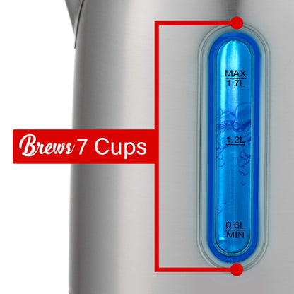 Bouilloire électrique en acier inoxydable de 7,2 tasses avec 5 préréglages