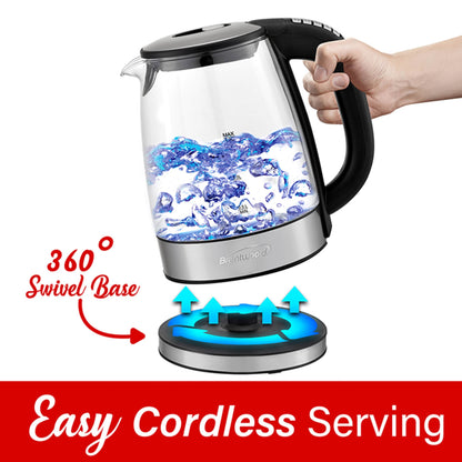 Bouilloire électrique en acier inoxydable de 7,2 tasses avec 6 préréglages
