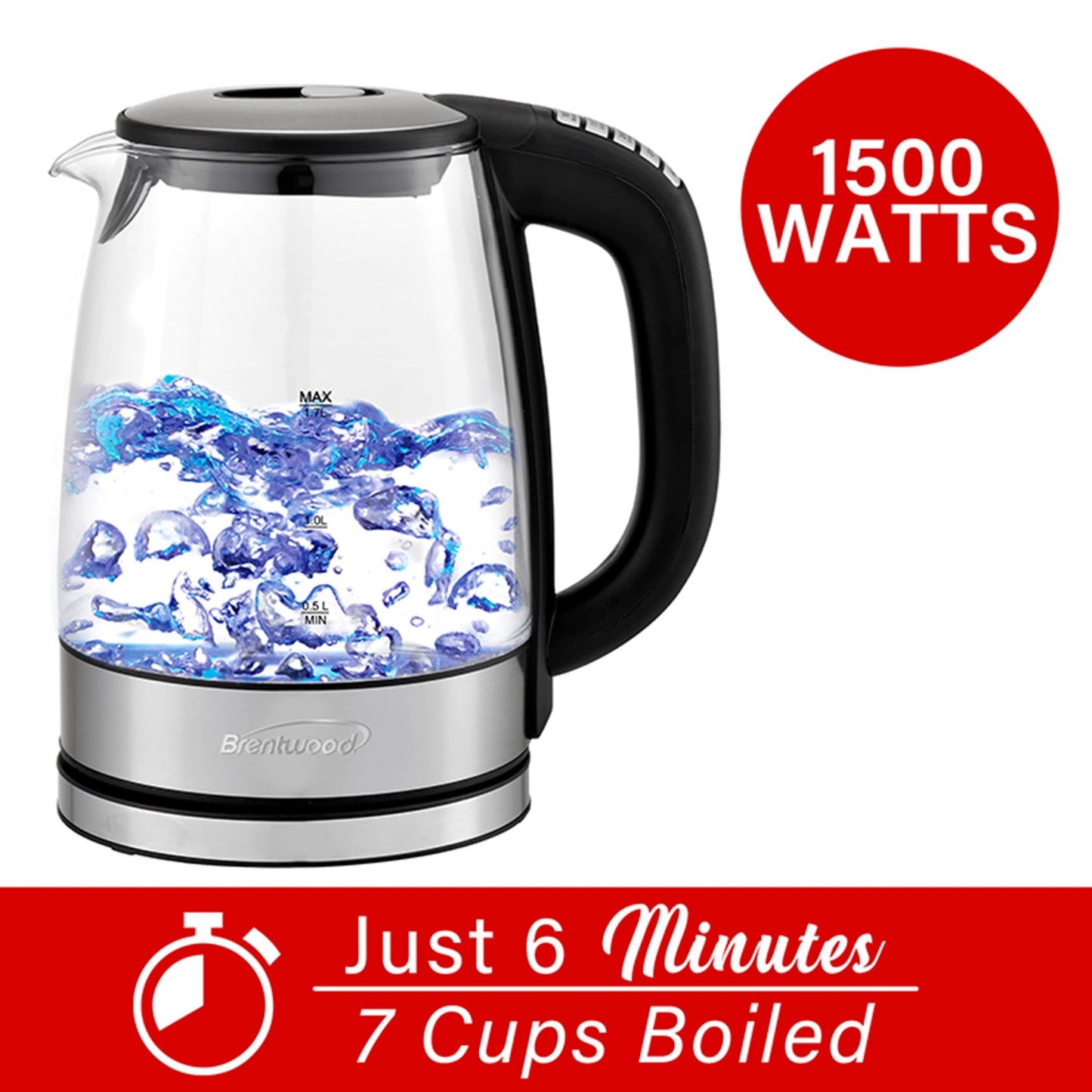 Bouilloire électrique en acier inoxydable de 7,2 tasses avec 6 préréglages